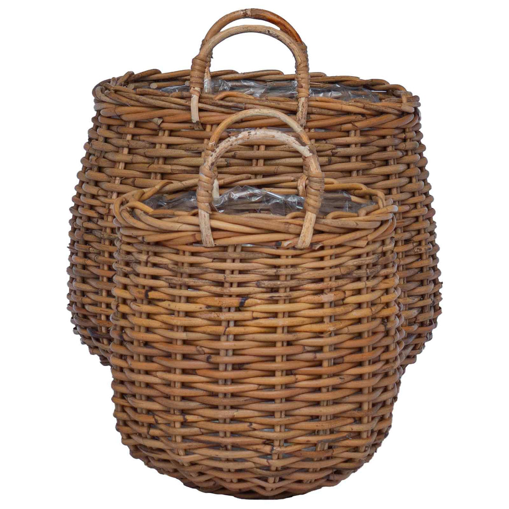 Blumentopf Körbchen mit Speicher 2 pcs Braun Lacak Rattan