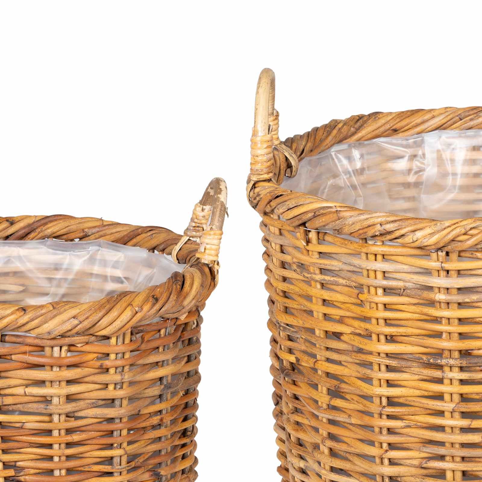 Blumentopfkorb mit Speicher 3 Stk. Naturbraun Lacak Rattan
