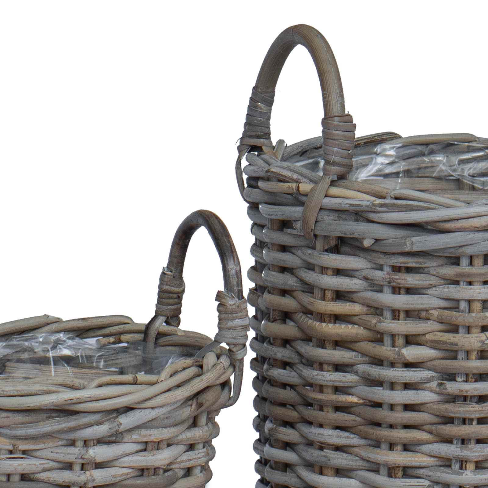 Blumentopfkorb mit Speicher 2 pcs Grau Kubu Rattan