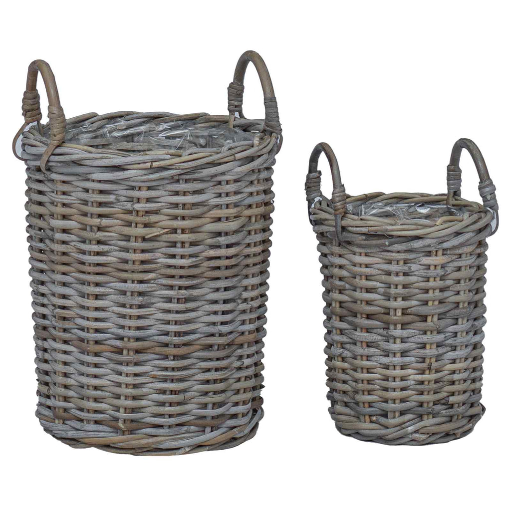 Blumentopfkorb mit Speicher 2 pcs Grau Kubu Rattan