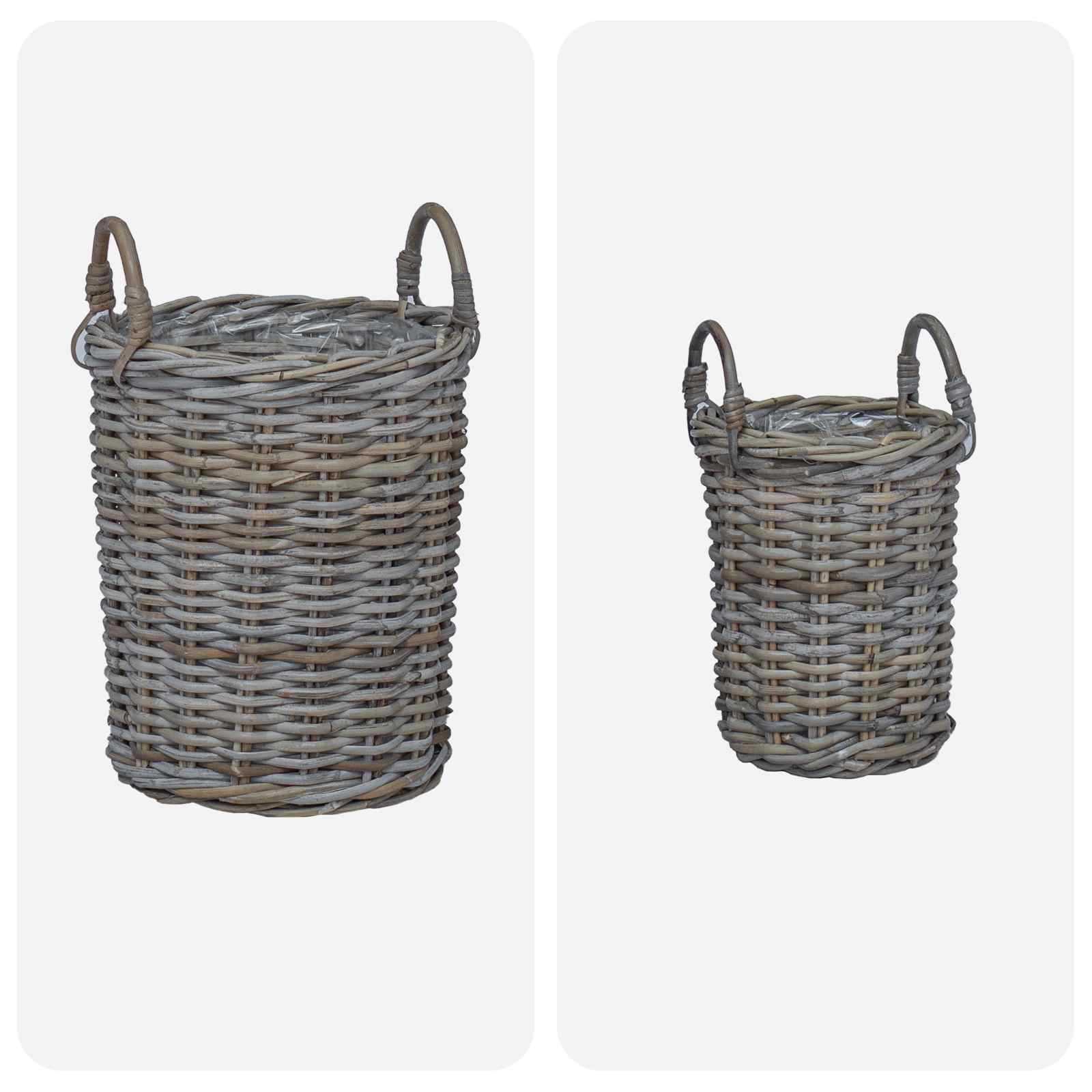 Blumentopfkorb mit Speicher 2 pcs Grau Kubu Rattan