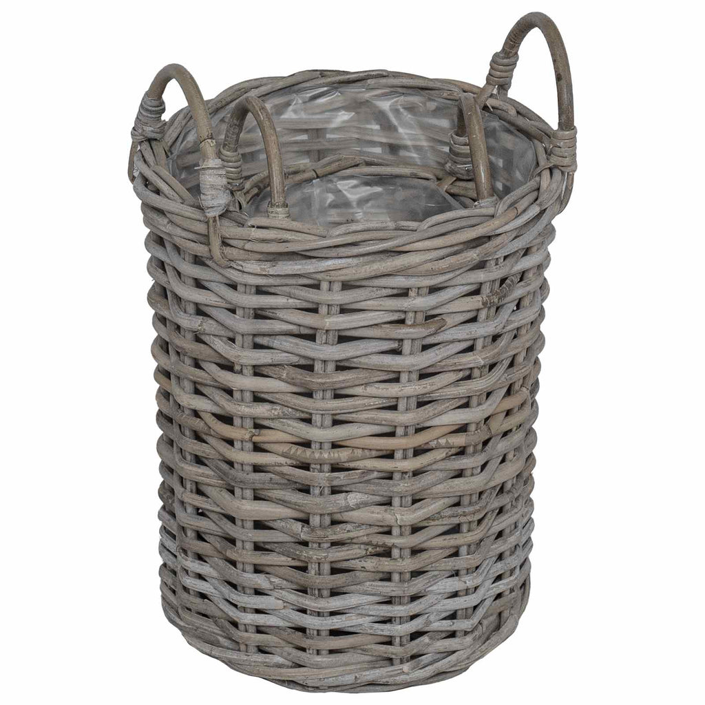 Blumentopfkorb mit Speicher 2 pcs Grau Kubu Rattan