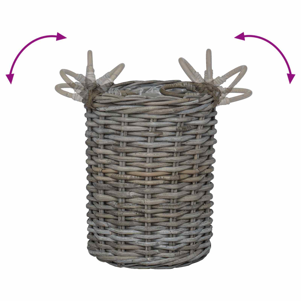Blumentopfkorb mit Speicher 2 pcs Grau Kubu Rattan