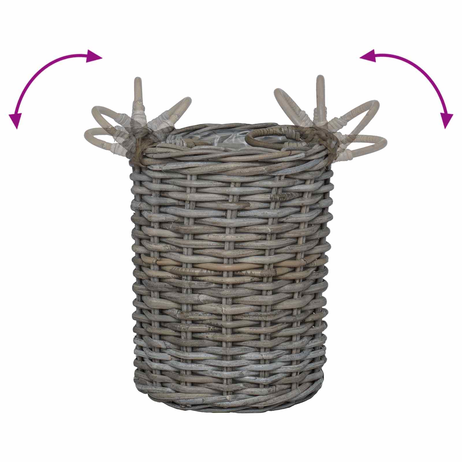 Blumentopfkorb mit Speicher 2 pcs Grau Kubu Rattan