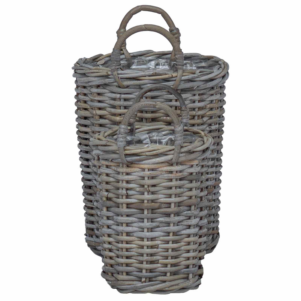 Blumentopfkorb mit Speicher 2 pcs Grau Kubu Rattan