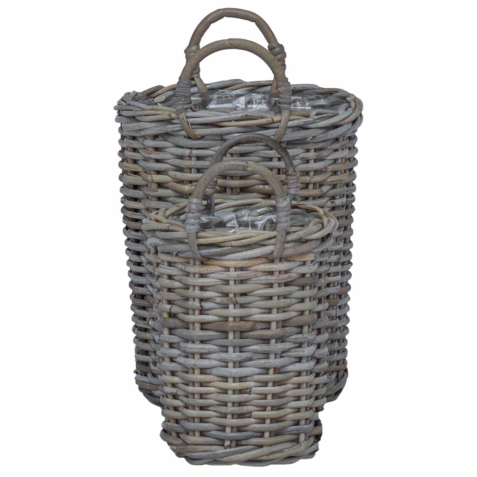 Blumentopfkorb mit Speicher 2 pcs Grau Kubu Rattan