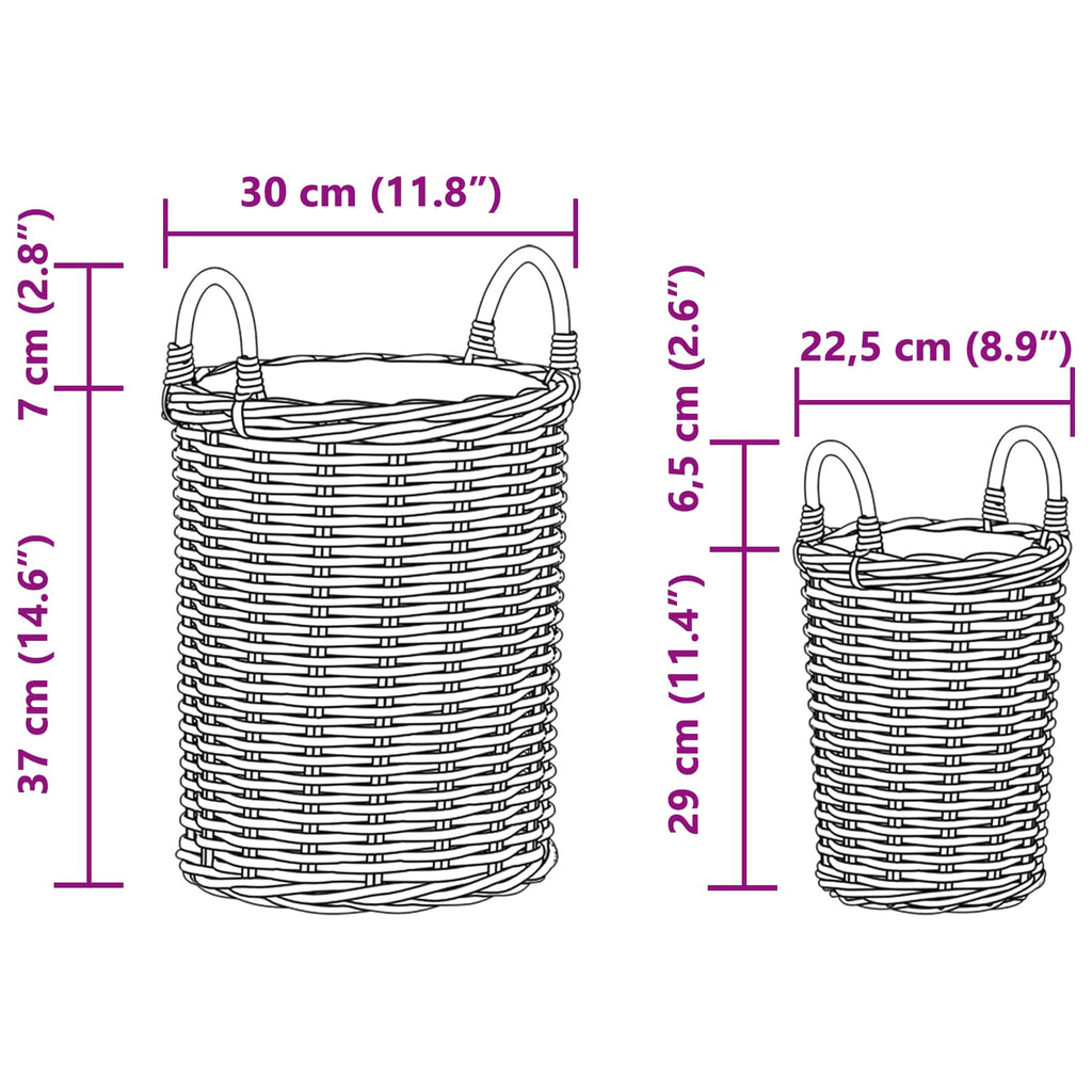 Blumentopfkorb mit Speicher 2 pcs Grau Kubu Rattan