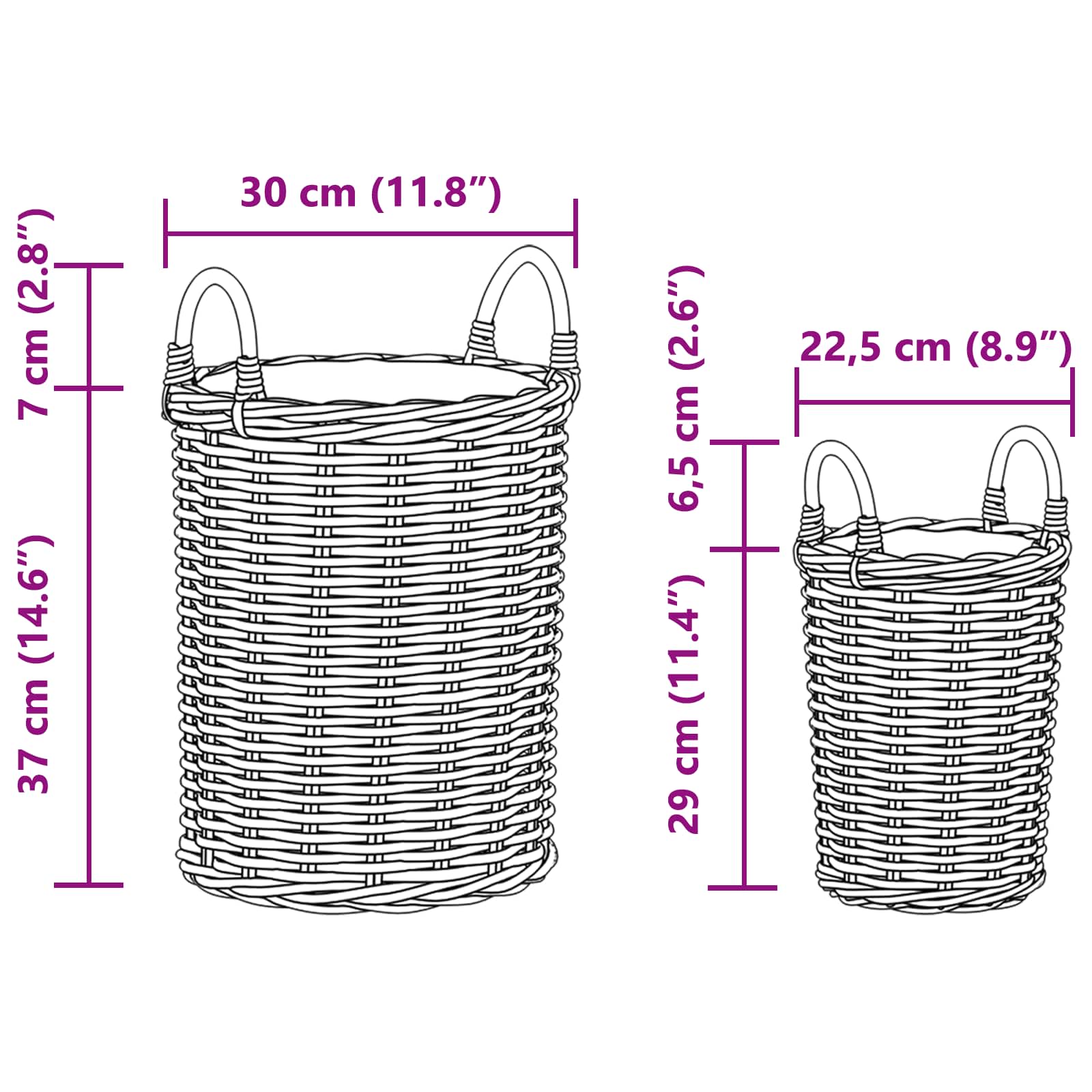 Blumentopfkorb mit Speicher 2 pcs Grau Kubu Rattan