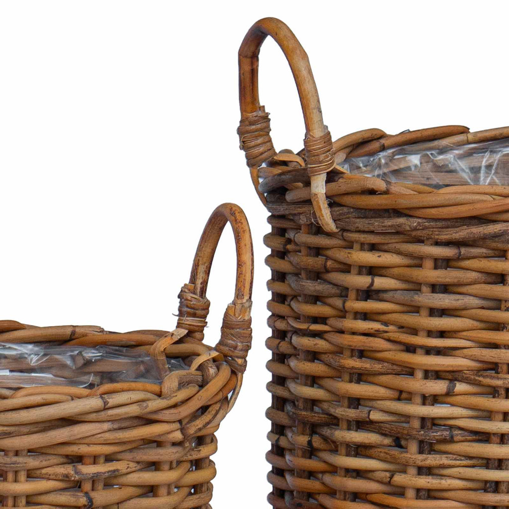 Blumentopfkorb mit Speicher 2 pcs Braun Kubu Rattan