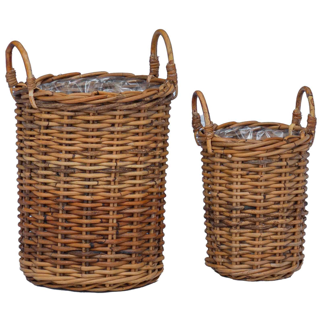Blumentopfkorb mit Speicher 2 pcs Braun Kubu Rattan