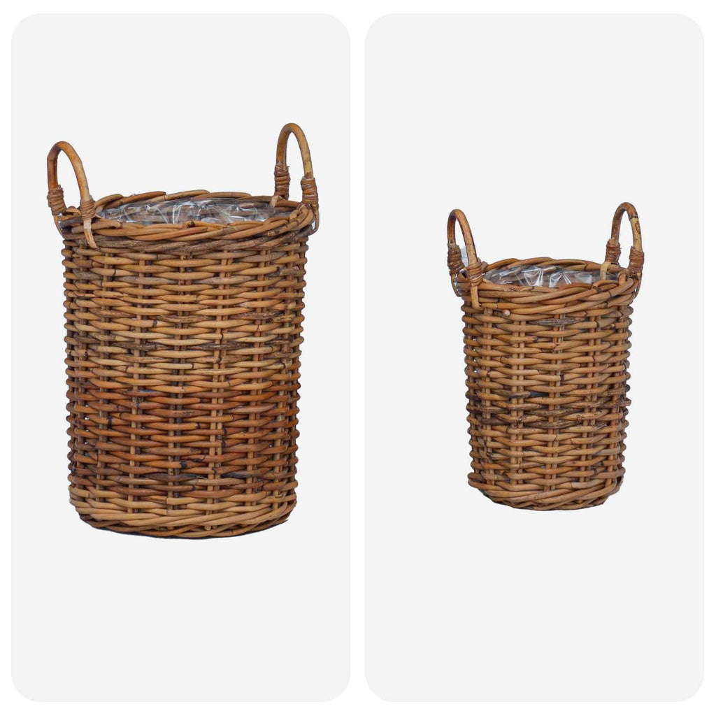 Blumentopfkorb mit Speicher 2 pcs Braun Kubu Rattan