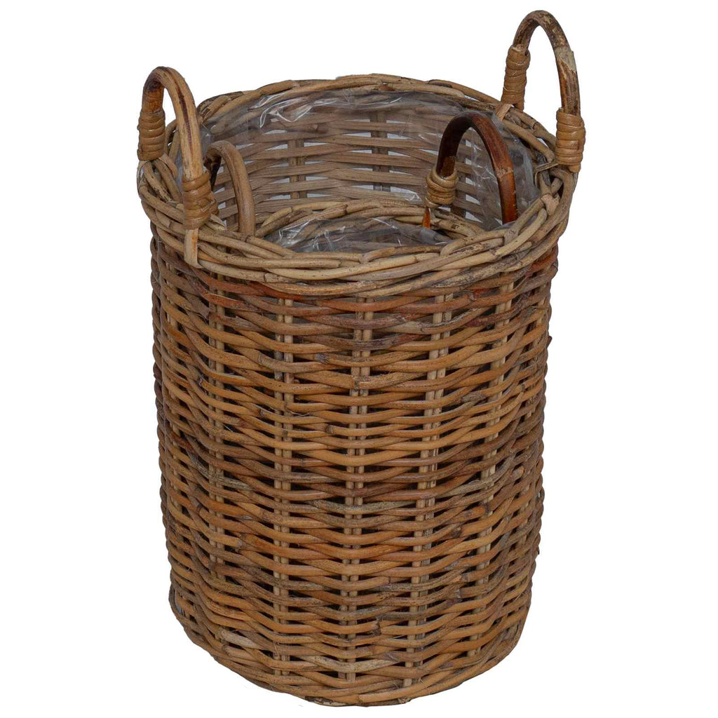 Blumentopfkorb mit Speicher 2 pcs Braun Kubu Rattan