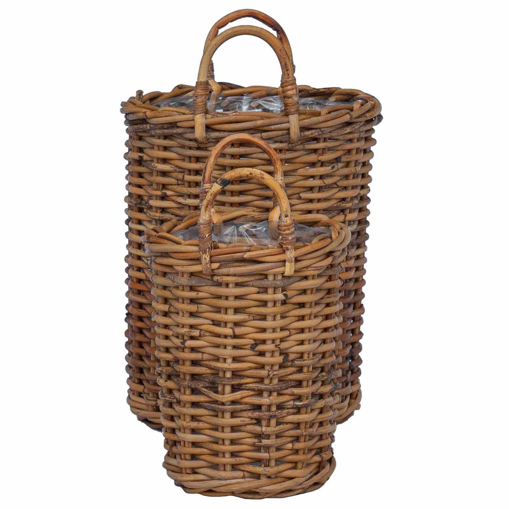 Blumentopfkorb mit Speicher 2 pcs Braun Kubu Rattan