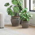 Blumentopfkorb mit Speicher 2 pcs Grau Lacak Rattan