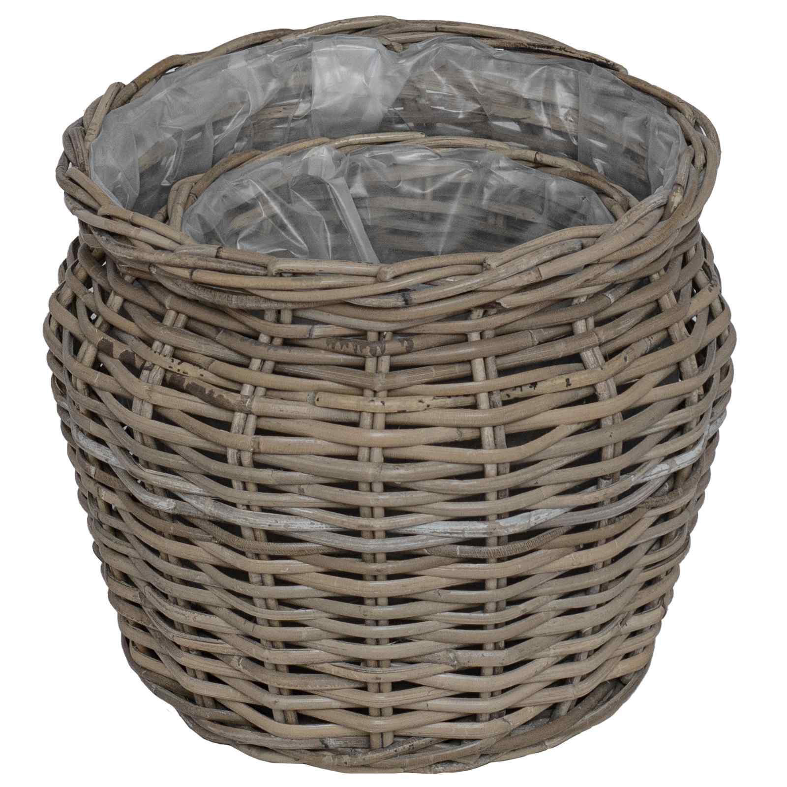 Blumentopfkorb mit Speicher 2 pcs Grau Lacak Rattan