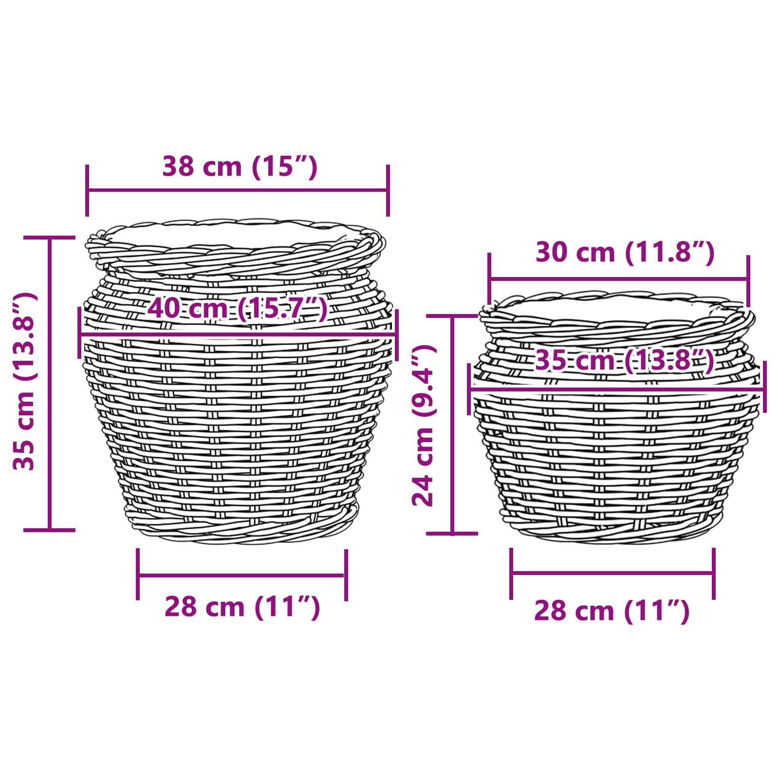 Blumentopfkorb mit Speicher 2 pcs Grau Lacak Rattan