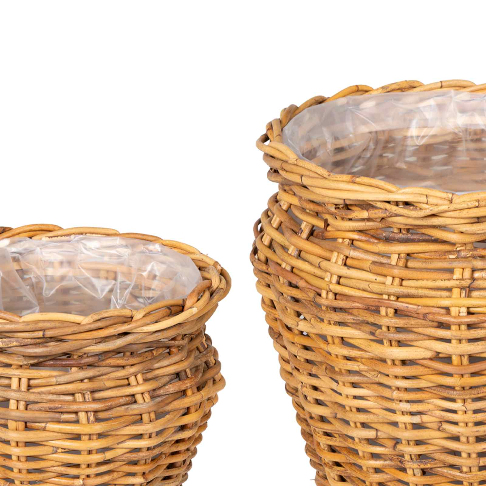 Blumentopfkorb mit Speicher 2 Stk. Naturbraun Lacak Rattan