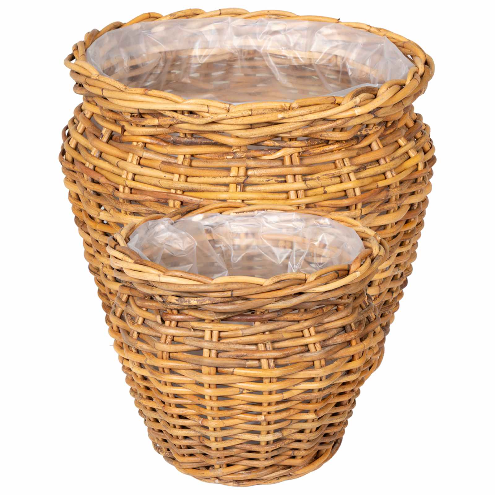 Blumentopfkorb mit Speicher 2 Stk. Naturbraun Lacak Rattan