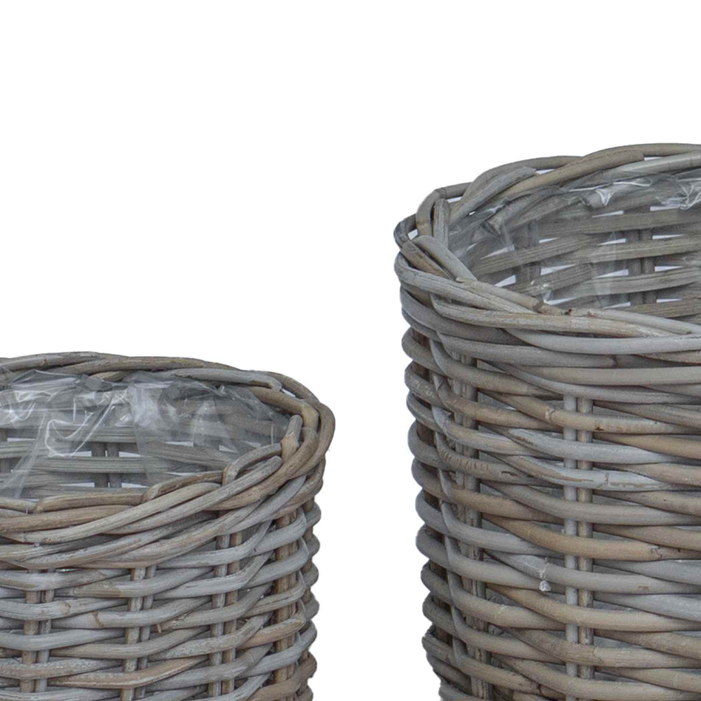 Blumentopf Korb mit Speicher 2 pcs Grau Kubu Rattan
