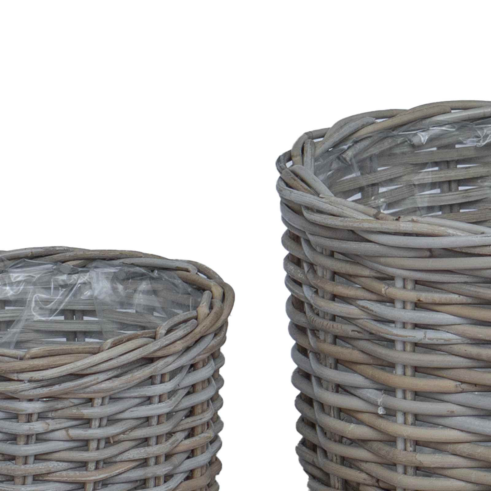 Blumentopf Korb mit Speicher 2 pcs Grau Kubu Rattan