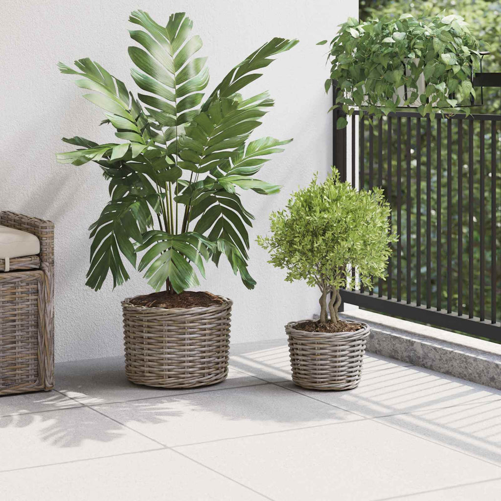 Blumentopf Korb mit Speicher 2 pcs Grau Kubu Rattan