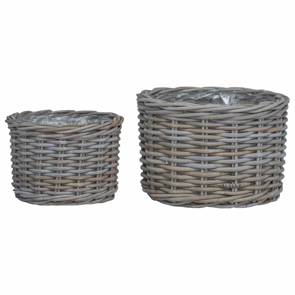 Blumentopf Korb mit Speicher 2 pcs Grau Kubu Rattan