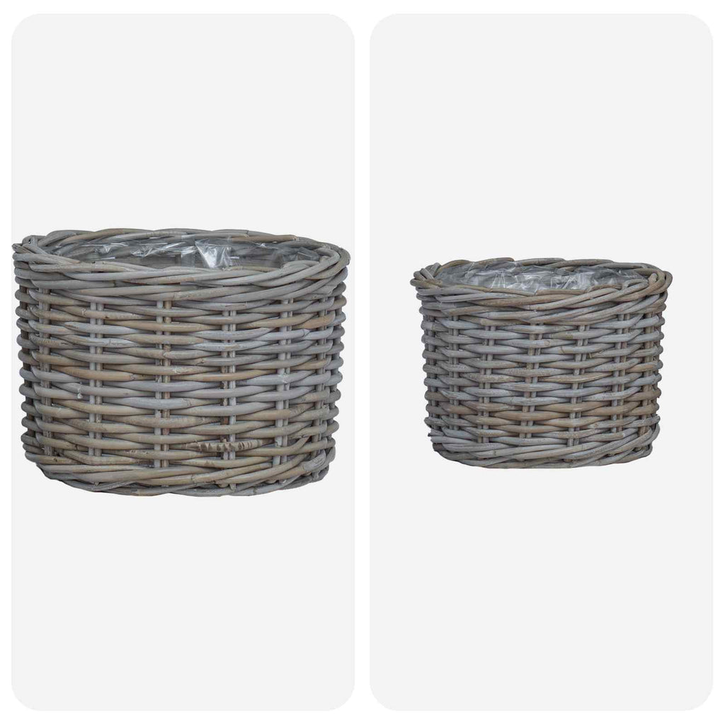 Blumentopf Korb mit Speicher 2 pcs Grau Kubu Rattan
