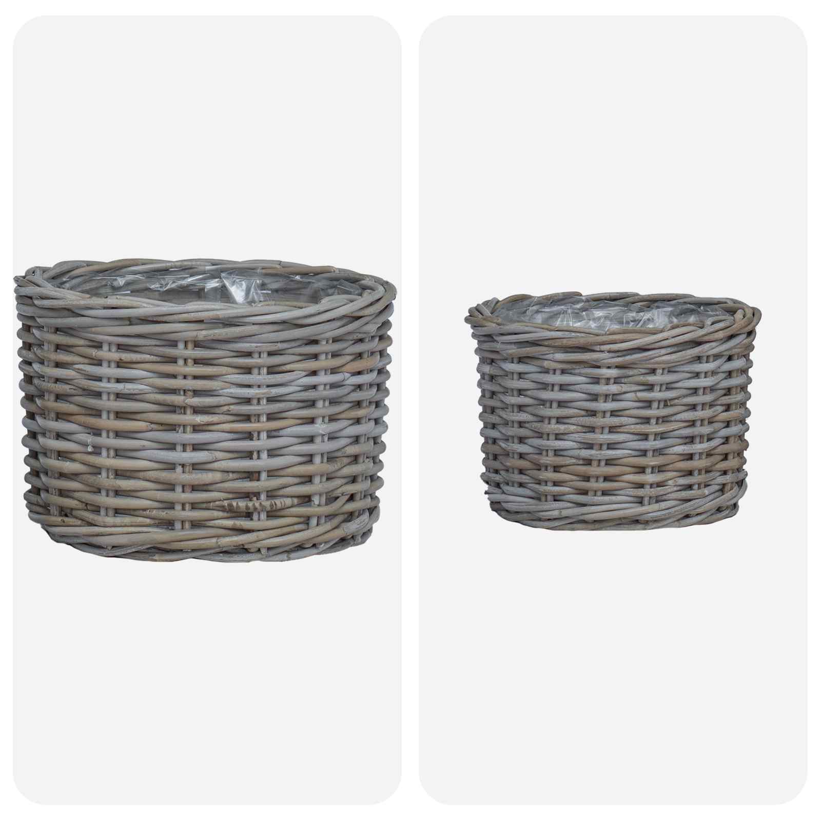 Blumentopf Korb mit Speicher 2 pcs Grau Kubu Rattan