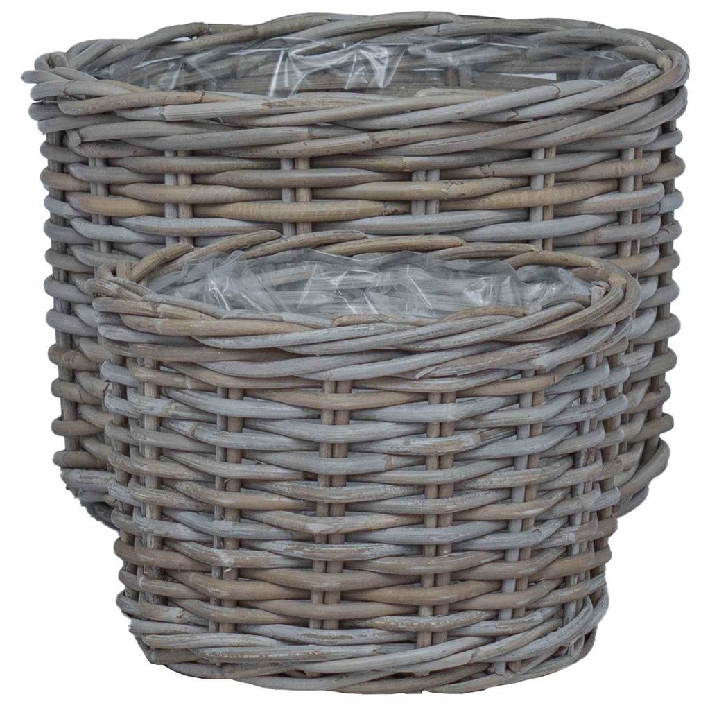 Blumentopf Korb mit Speicher 2 pcs Grau Kubu Rattan