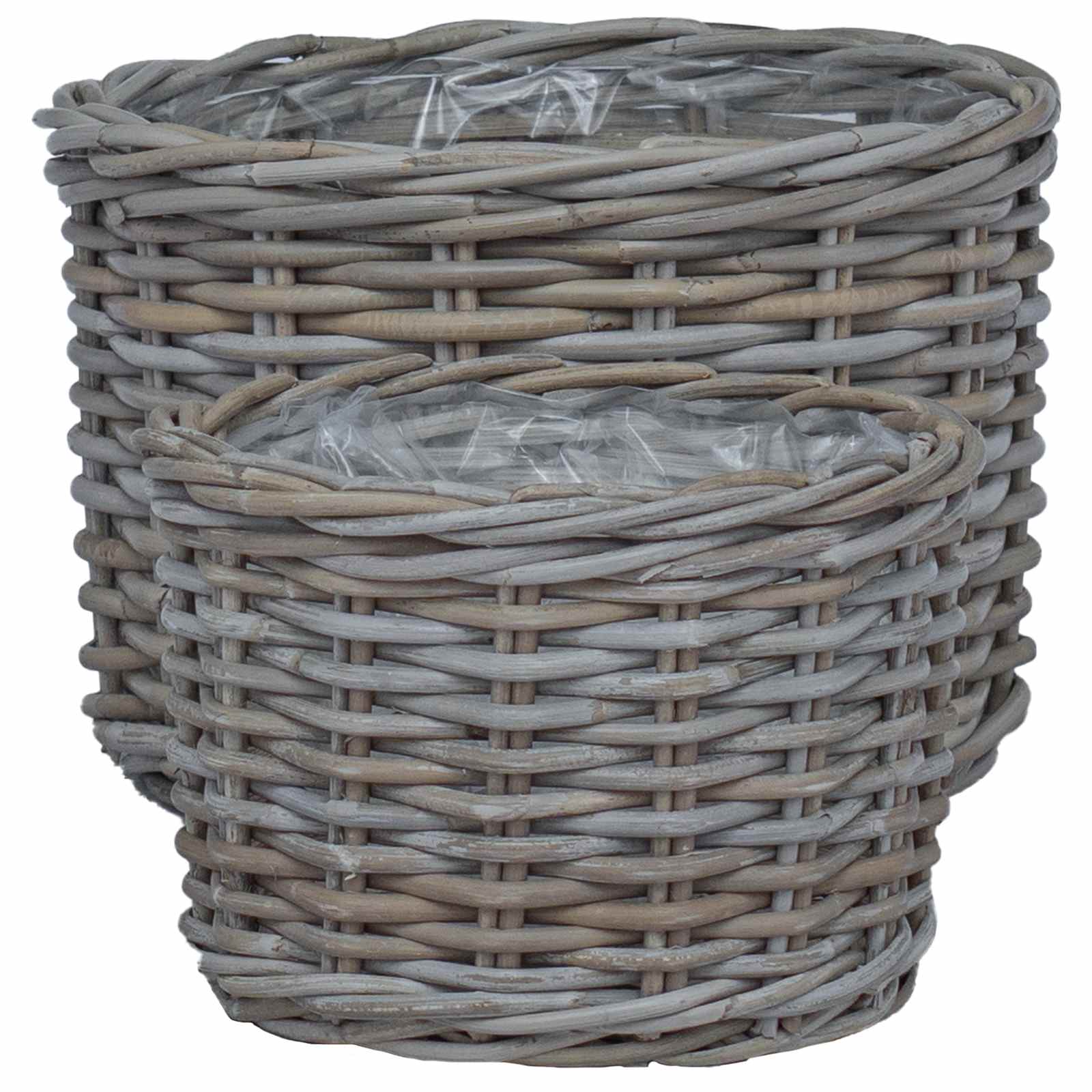 Blumentopf Korb mit Speicher 2 pcs Grau Kubu Rattan