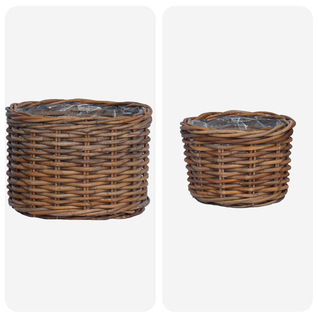 Blumentopf Korb mit Speicher 2 pcs Braun Kubu Rattan