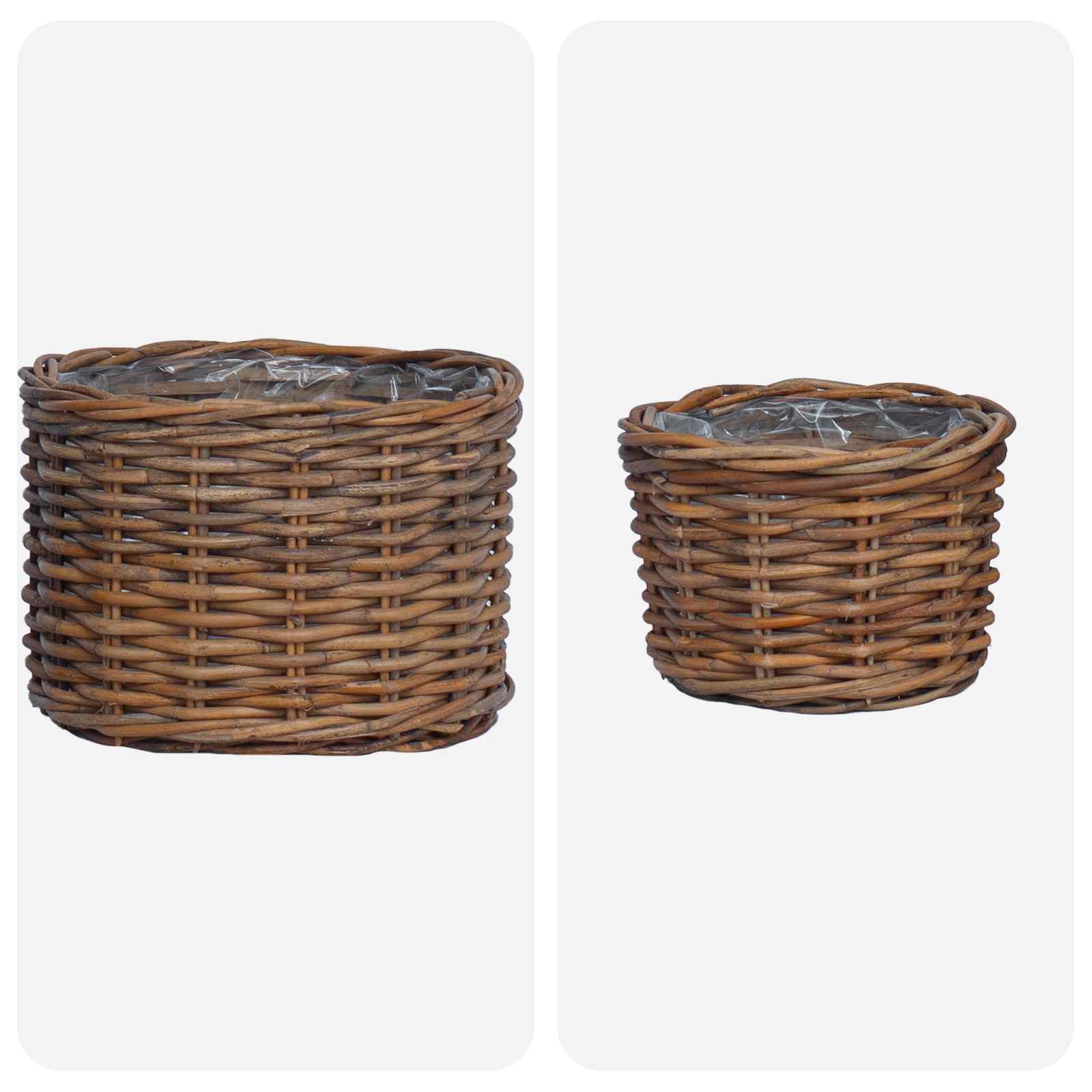 Blumentopf Korb mit Speicher 2 pcs Braun Kubu Rattan