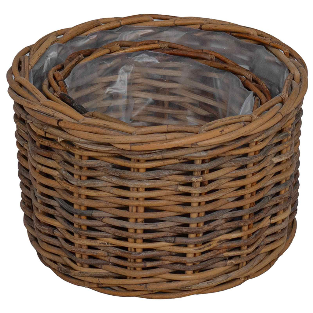 Blumentopf Korb mit Speicher 2 pcs Braun Kubu Rattan