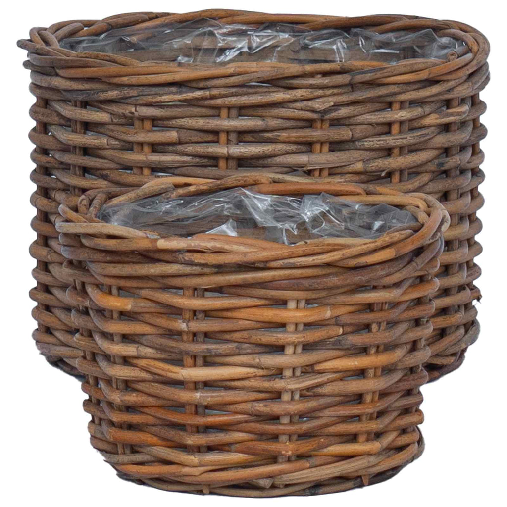 Blumentopf Korb mit Speicher 2 pcs Braun Kubu Rattan