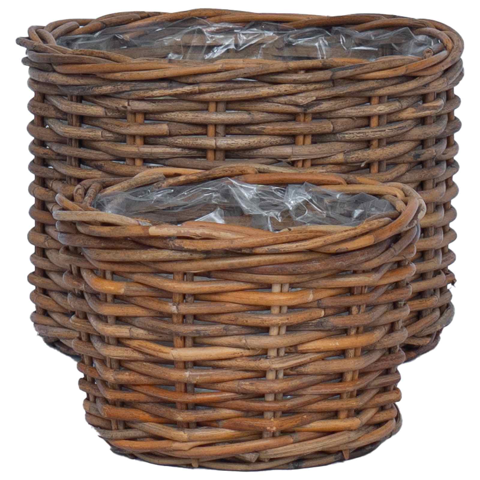 Blumentopf Korb mit Speicher 2 pcs Braun Kubu Rattan