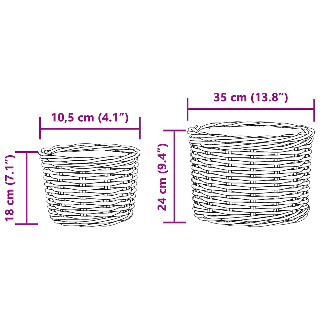 Blumentopf Korb mit Speicher 2 pcs Braun Kubu Rattan