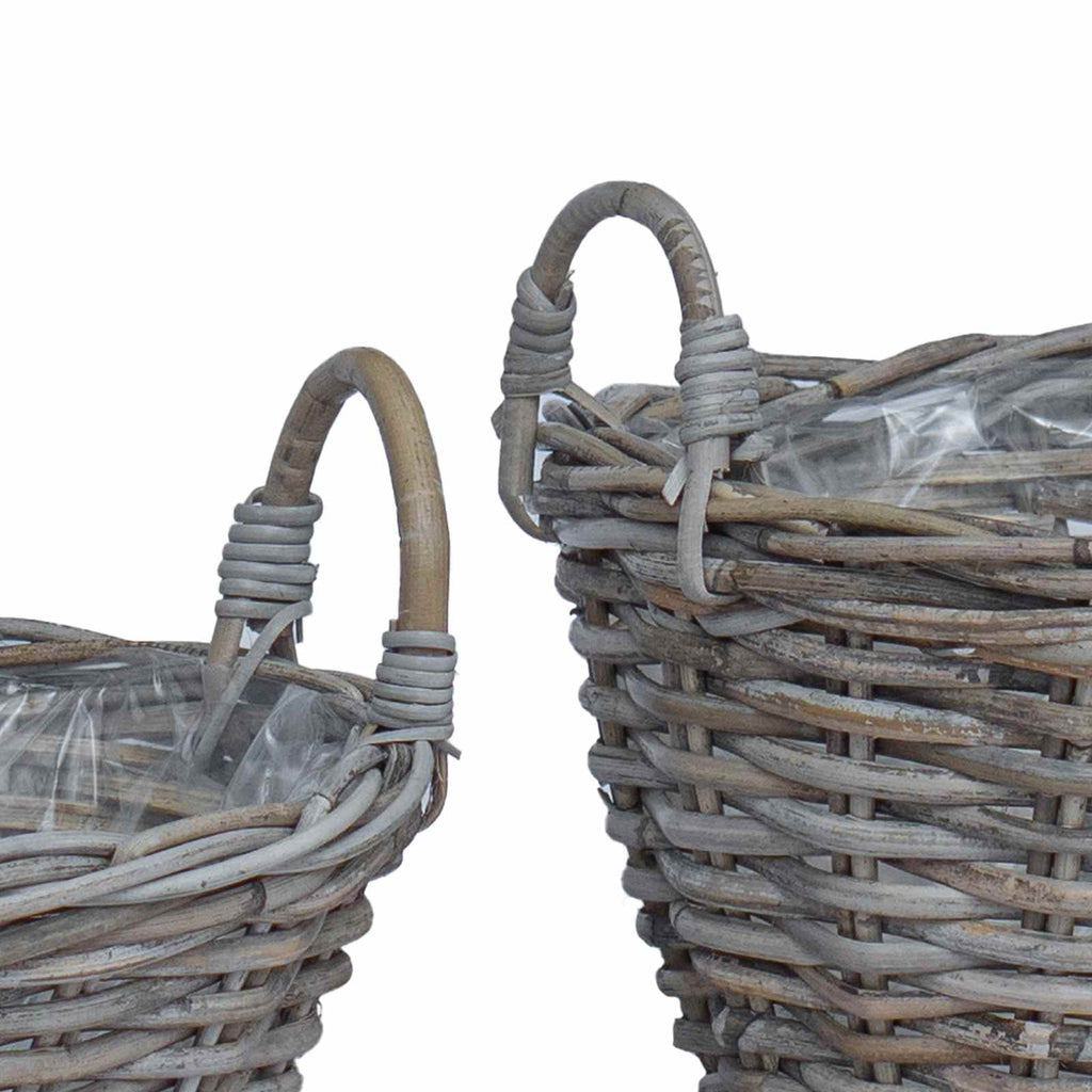 Blumentopfkorb mit Speicher 2 pcs Grau Lacak Rattan