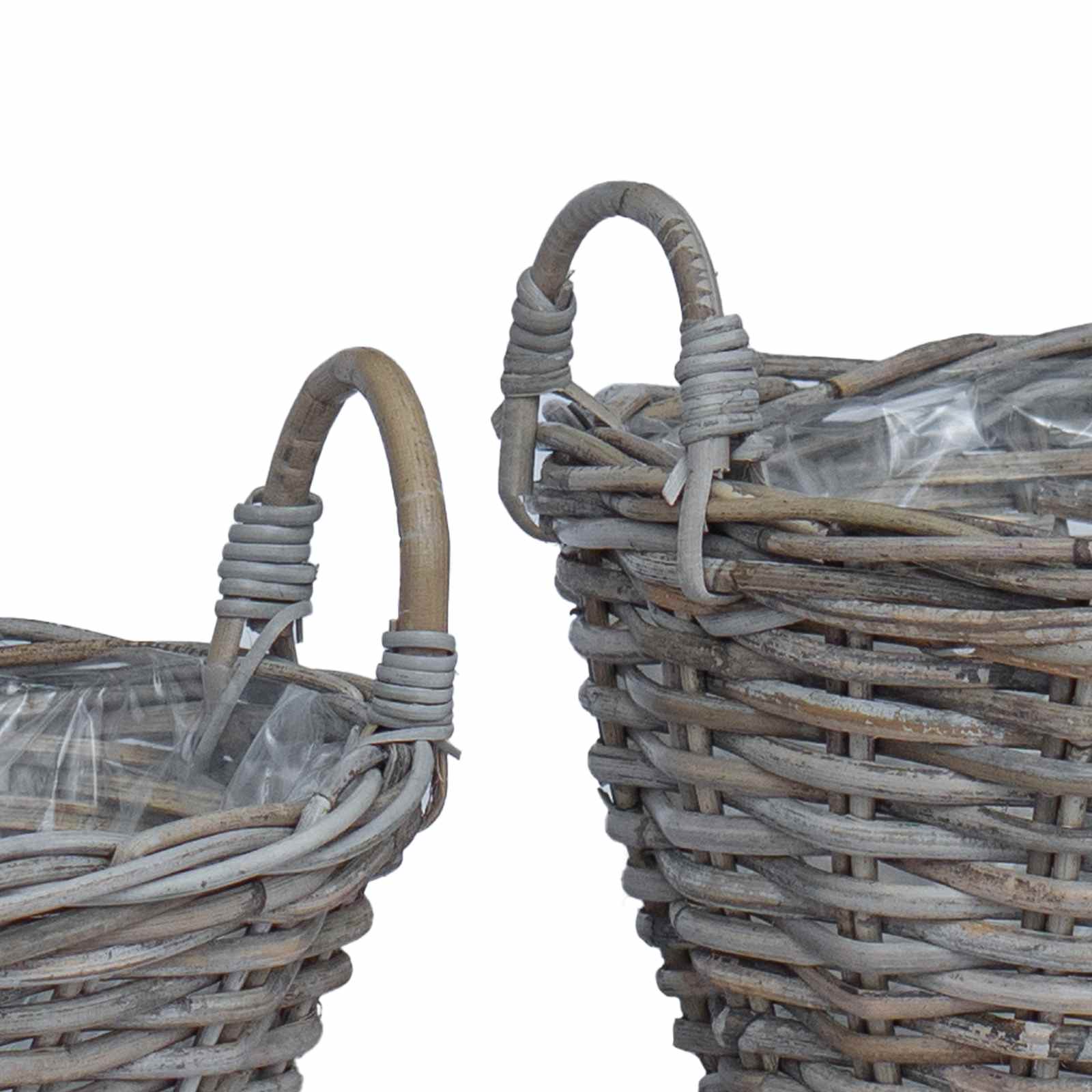 Blumentopfkorb mit Speicher 2 pcs Grau Lacak Rattan