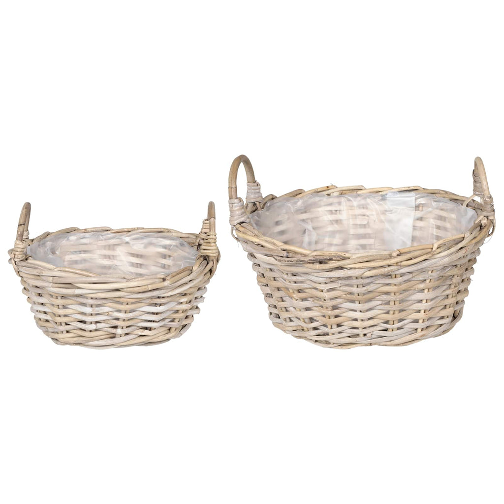Blumentopfkorb mit Speicher 2 pcs Grau Lacak Rattan