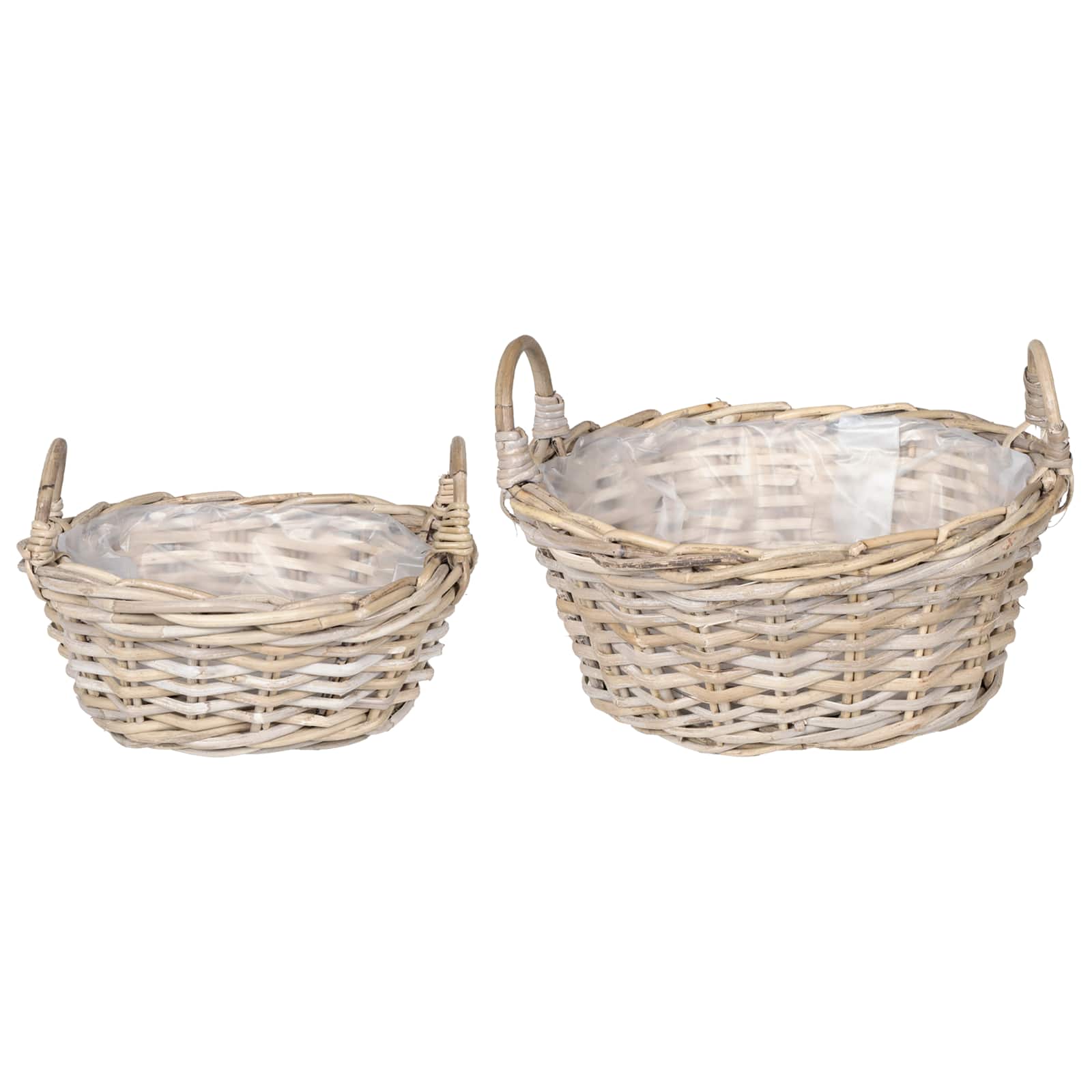 Blumentopfkorb mit Speicher 2 pcs Grau Lacak Rattan