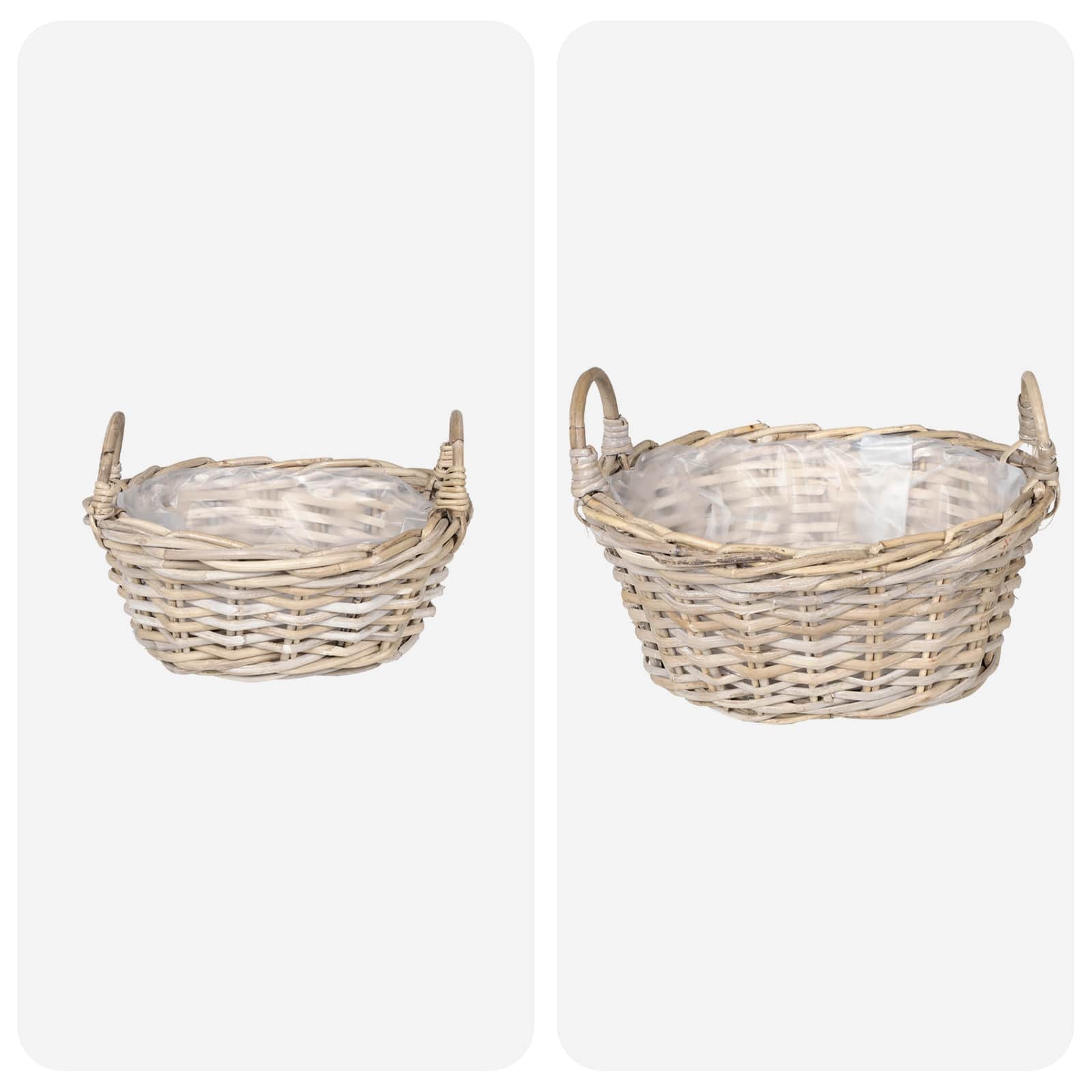 Blumentopfkorb mit Speicher 2 pcs Grau Lacak Rattan
