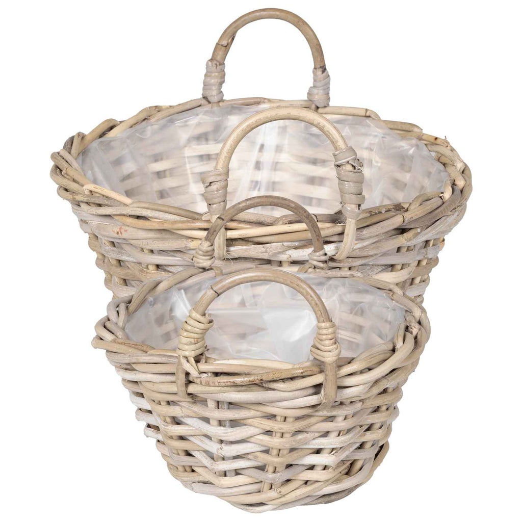 Blumentopfkorb mit Speicher 2 pcs Grau Lacak Rattan