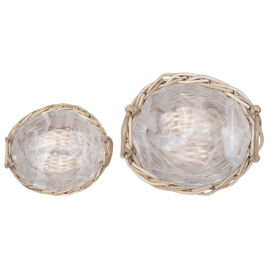 Blumentopfkorb mit Speicher 2 pcs Grau Lacak Rattan