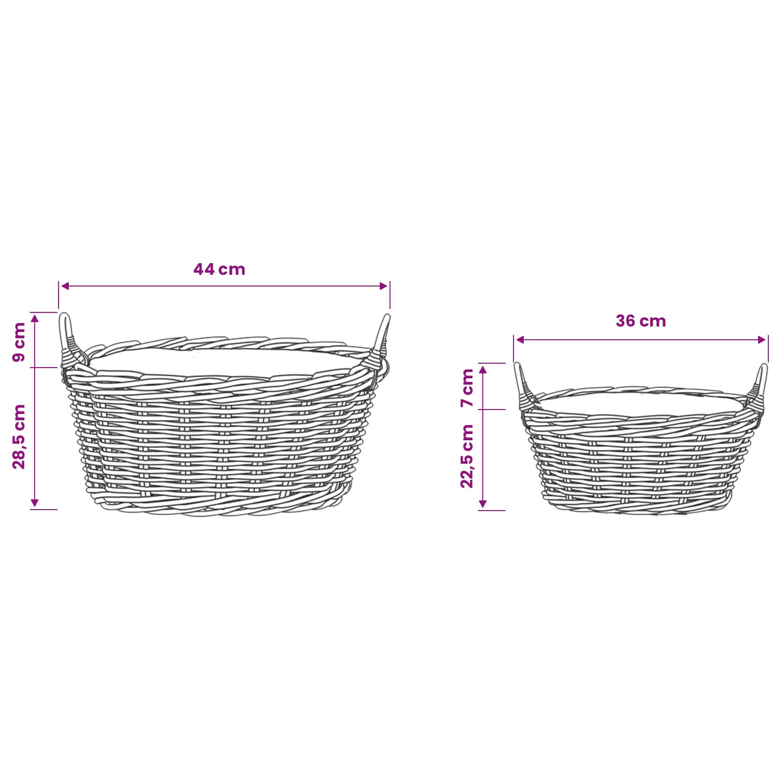 Blumentopfkorb mit Speicher 2 pcs Braun Lacak Rattan
