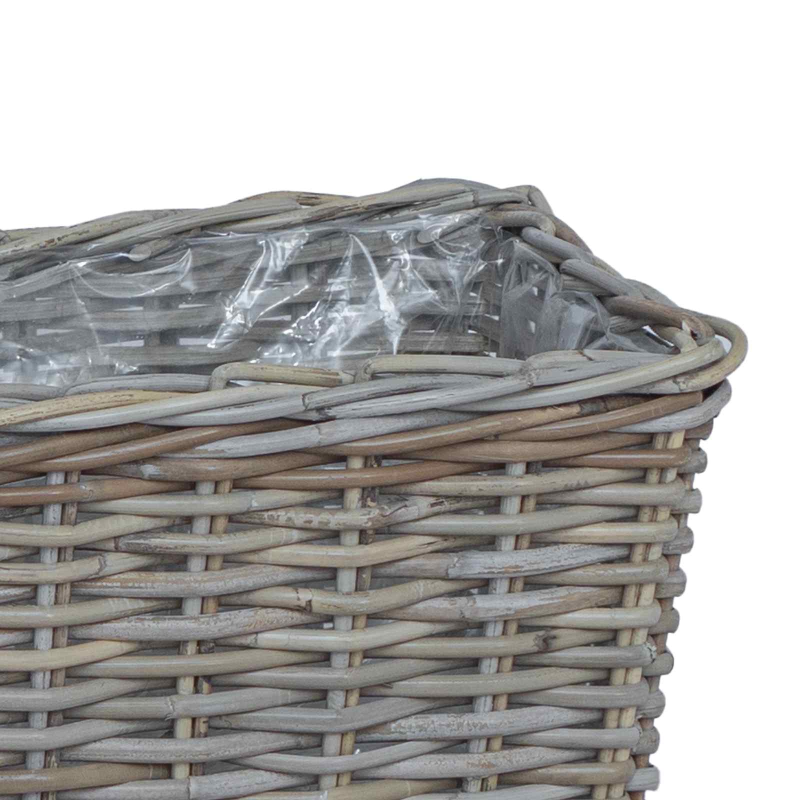 Blumentopfkorb mit Speicher 3 pcs Grau Kubu Rattan