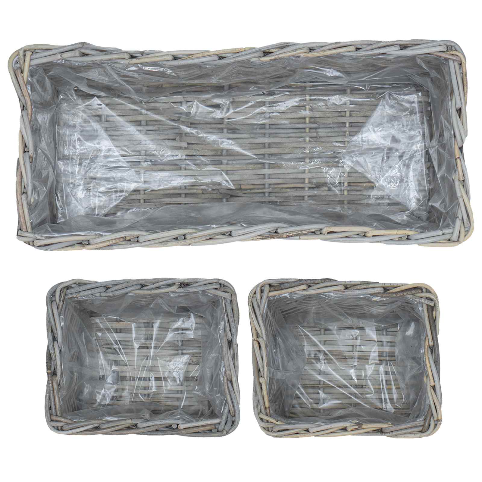 Blumentopfkorb mit Speicher 3 pcs Grau Kubu Rattan