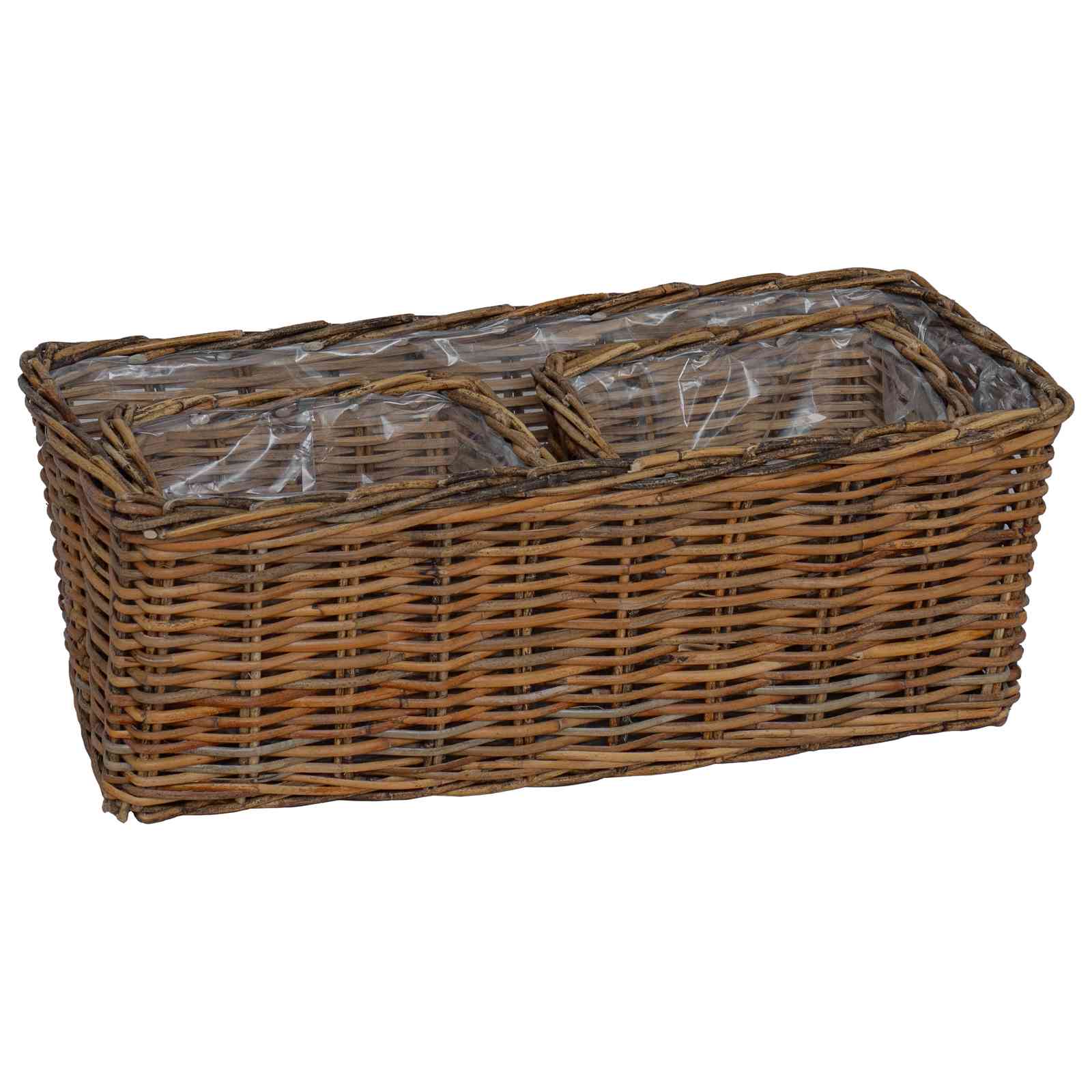 Blumentopfkorb mit Speicher 3 pcs Braun Kubu Rattan
