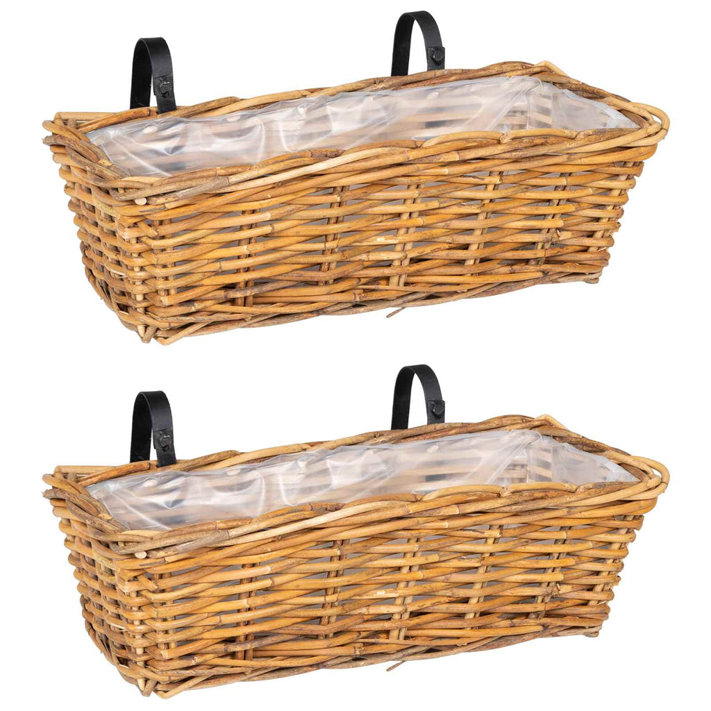 Hängender Blumentopf Korb 2 Stk. Naturbraun 48 x 22 x 15 cm