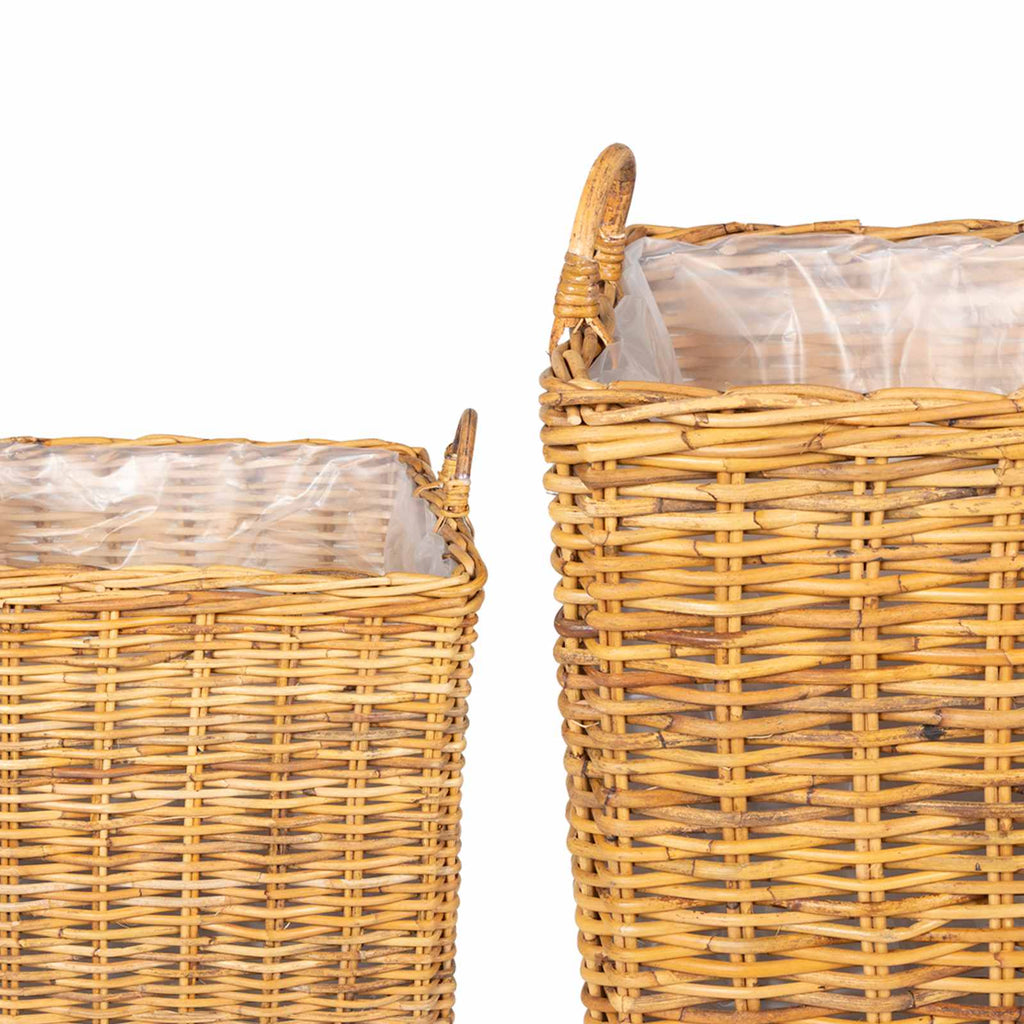 Pflanzer Korb mit Speicher 2 Stk. Naturbraun Lacak Rattan