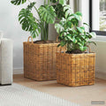Pflanzer Korb mit Speicher 2 Stk. Naturbraun Lacak Rattan